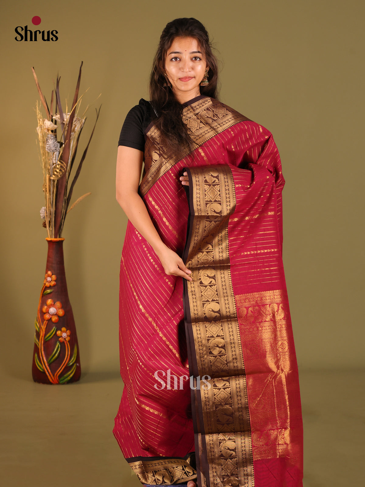 Red & Brown - Chettinad Cotton Saree