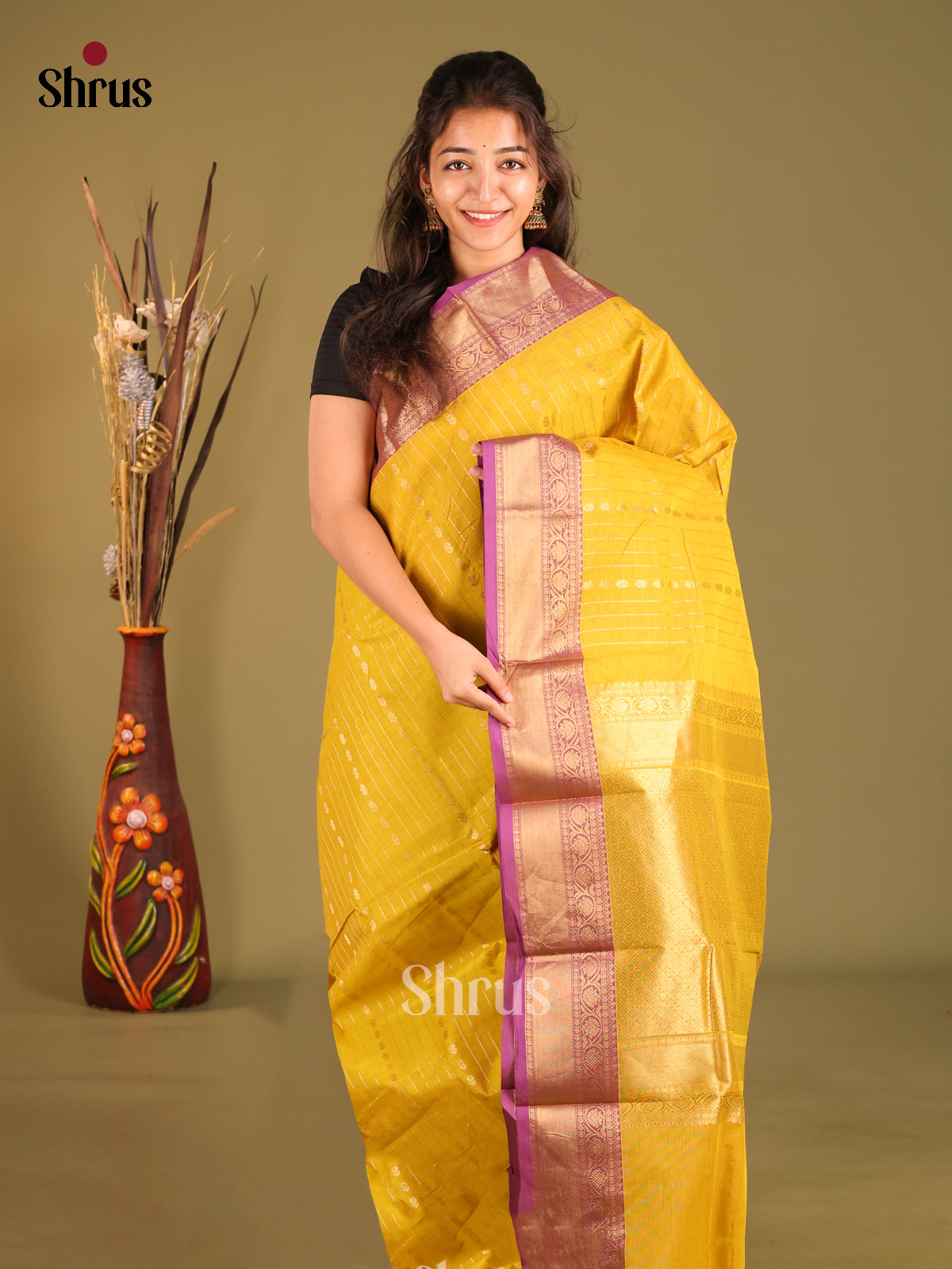 Yellow & Purple- Chettinad Cotton Saree
