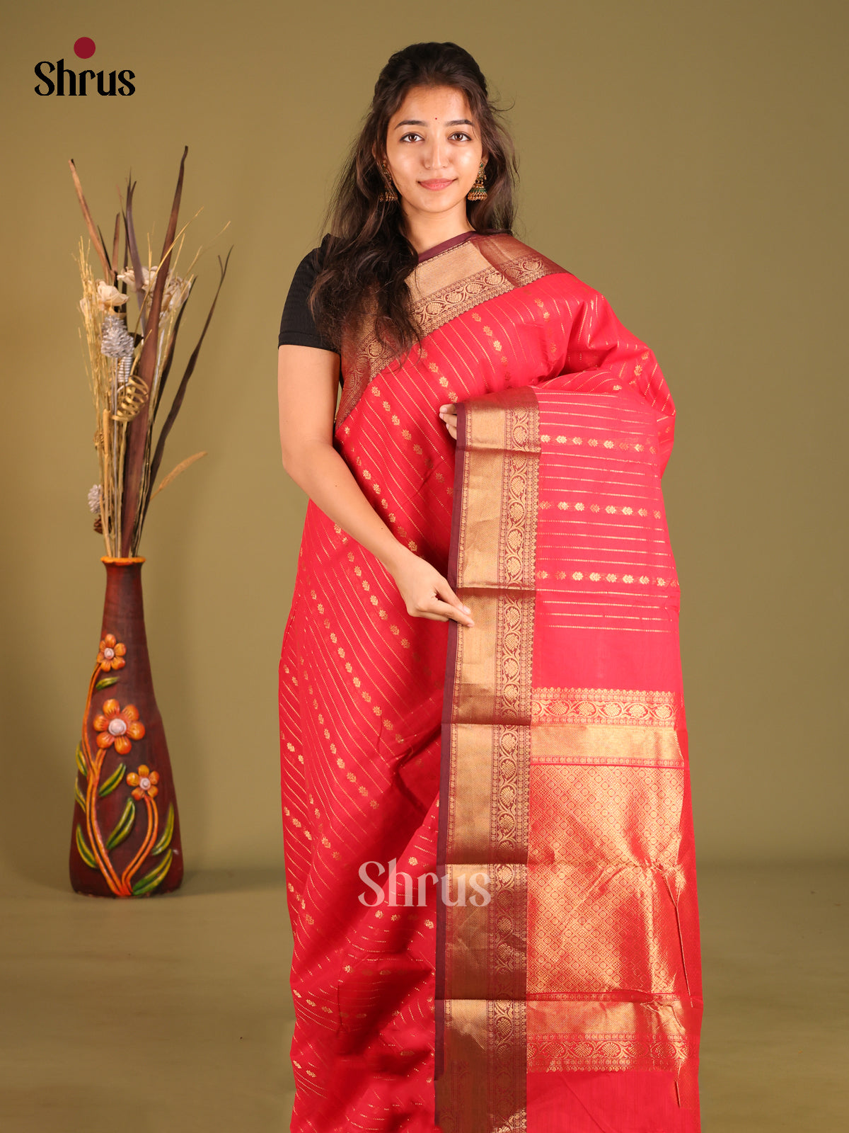 Pink & Maroon - Chettinad Cotton Saree