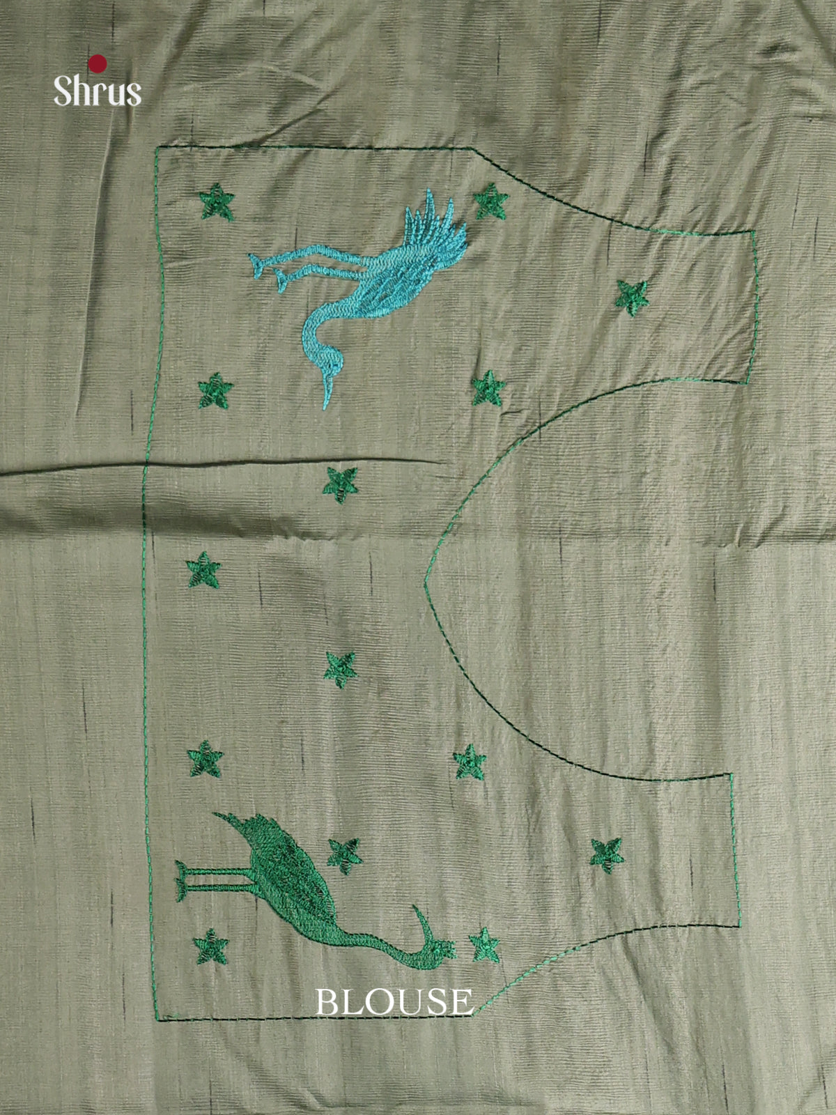 Grey Green- Semi Rawsilk Saree - Shop on Shrus.com