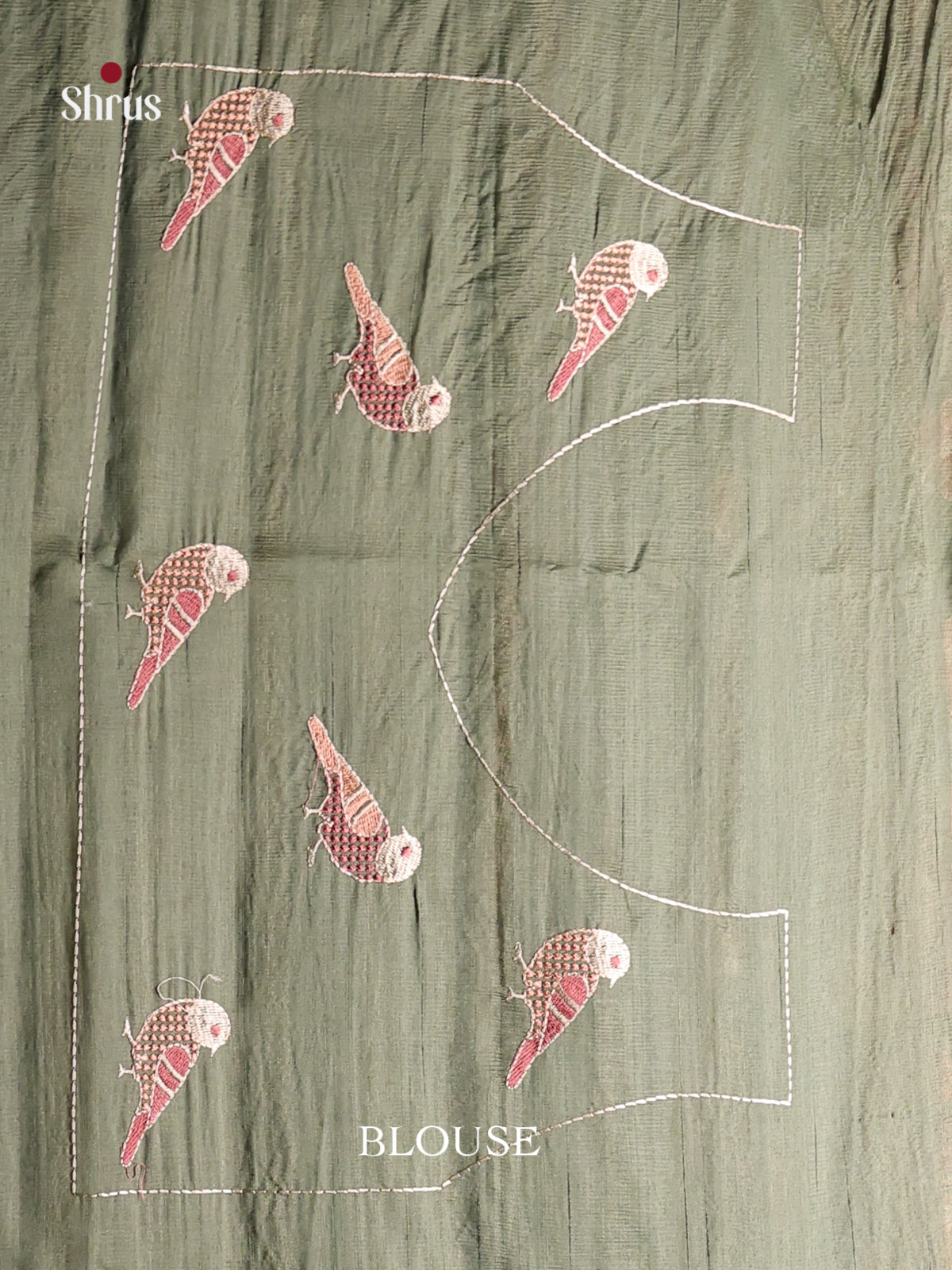 grey green - Semi Rawsilk Saree