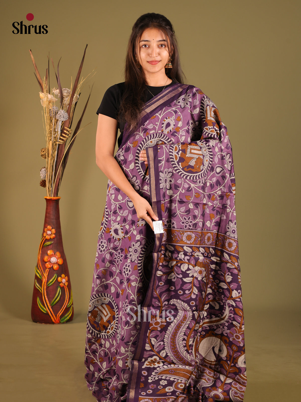 Lavender & Violet- Art Modal Saree - Shop on Shrus.com