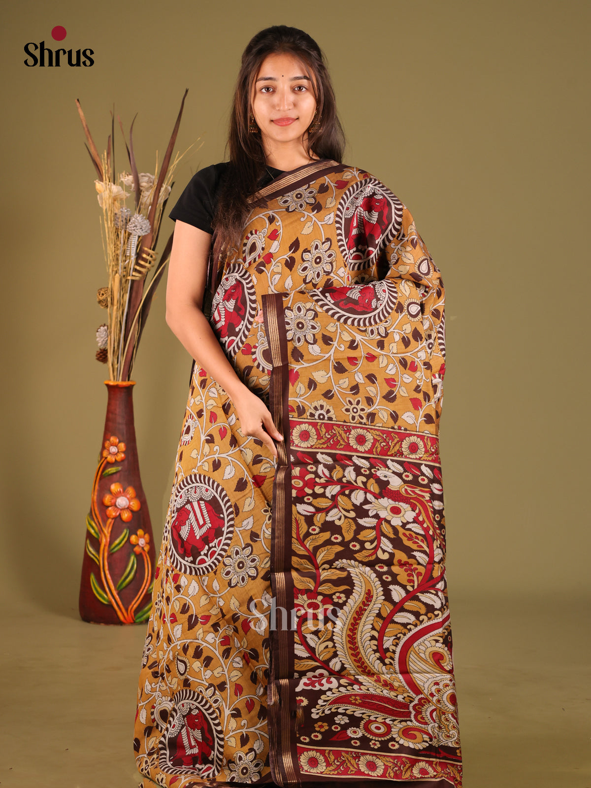 Light Brown & Brown - Art Modal Saree - Shop on Shrus.com