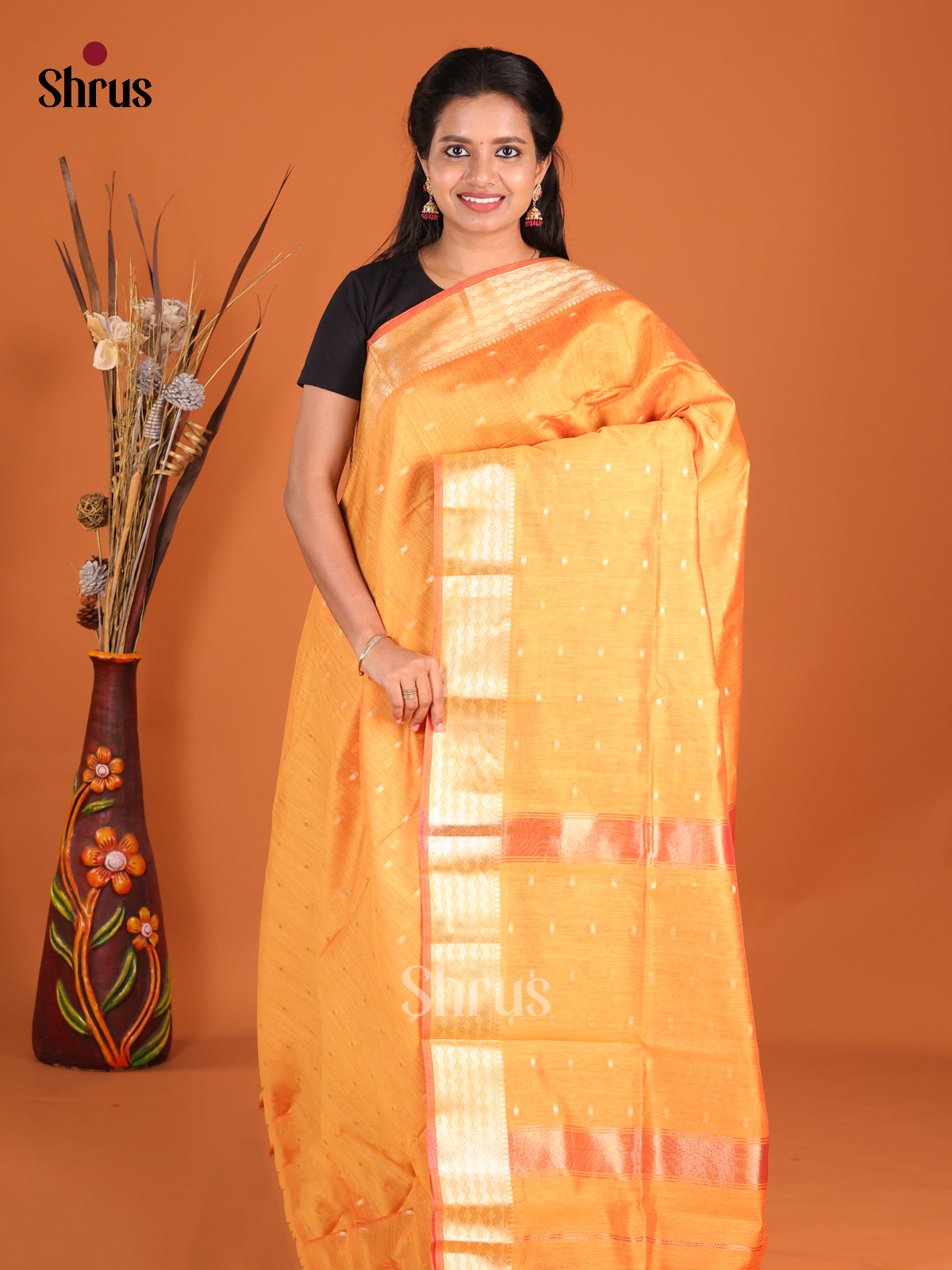 Orange - Art Maheshwari Saree