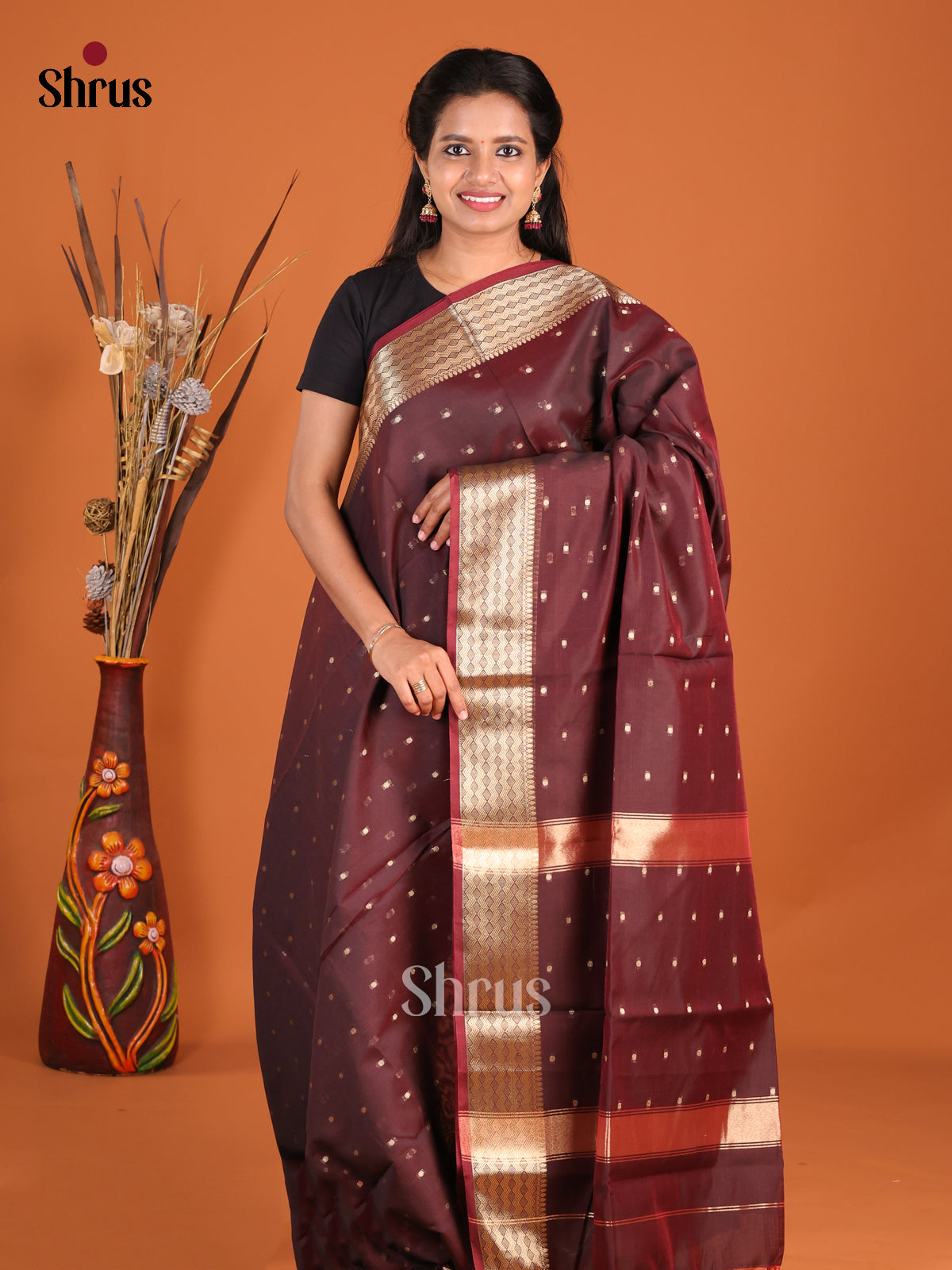 Maroon - Art Maheshwari Saree - Shop on Shrus.com