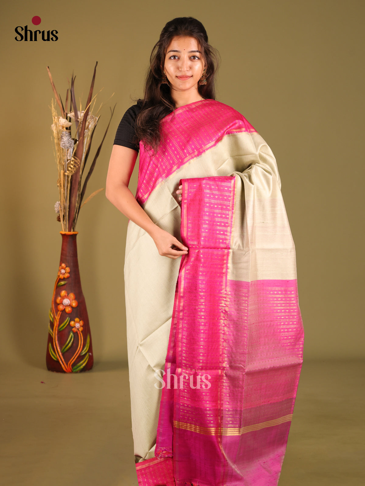 DHS12195 - Raw Silk Saree - Shop on Shrus.com