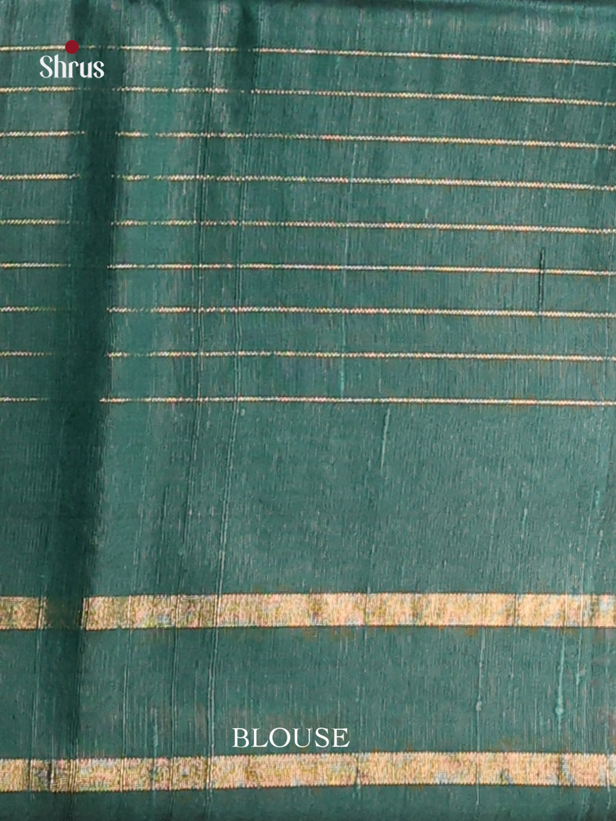 Grey & Green Raw Silk Saree with temple border - Shop on Shrus.com
