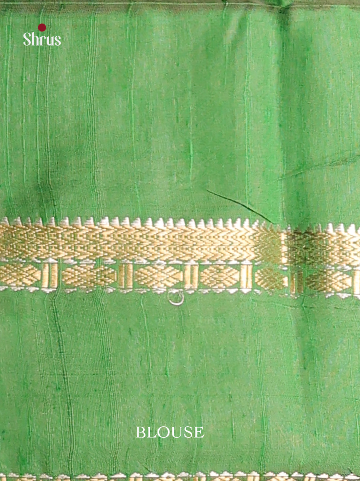 Cream & Green Raw Silk Saree with zari checks & Rettaipet zari border
