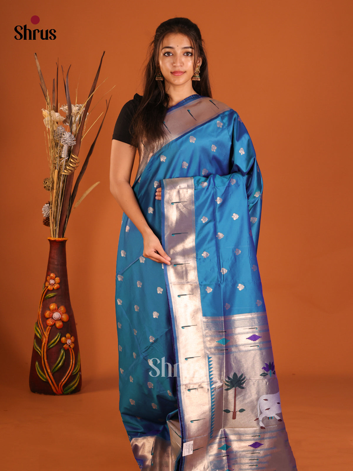DHS12222 - Semi Paithani Saree - Shop on Shrus.com