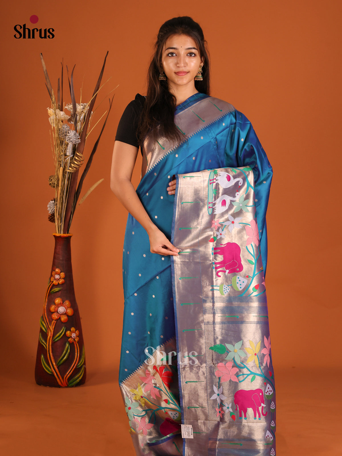 DHS12224 - Semi Paithani Saree - Shop on Shrus.com