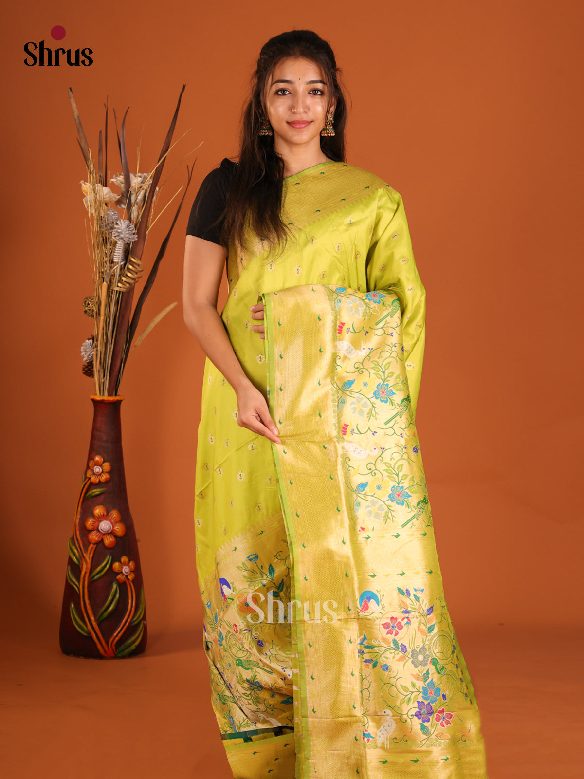 DHS12233 - Semi Paithani Saree - Shop on Shrus.com