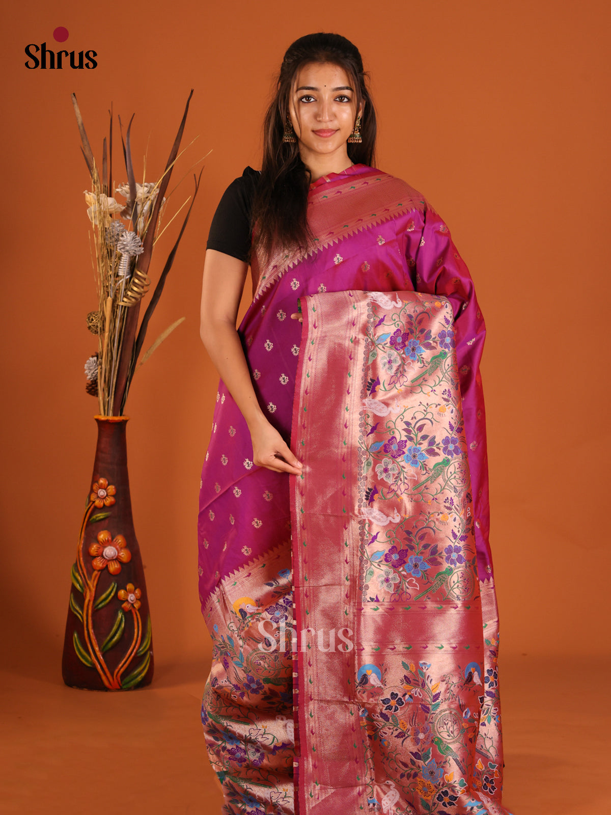 DHS12237 - Semi Paithani Saree - Shop on Shrus.com