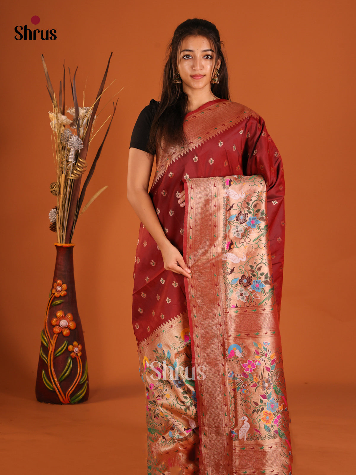 DHS12238 - Semi Paithani Saree - Shop on Shrus.com