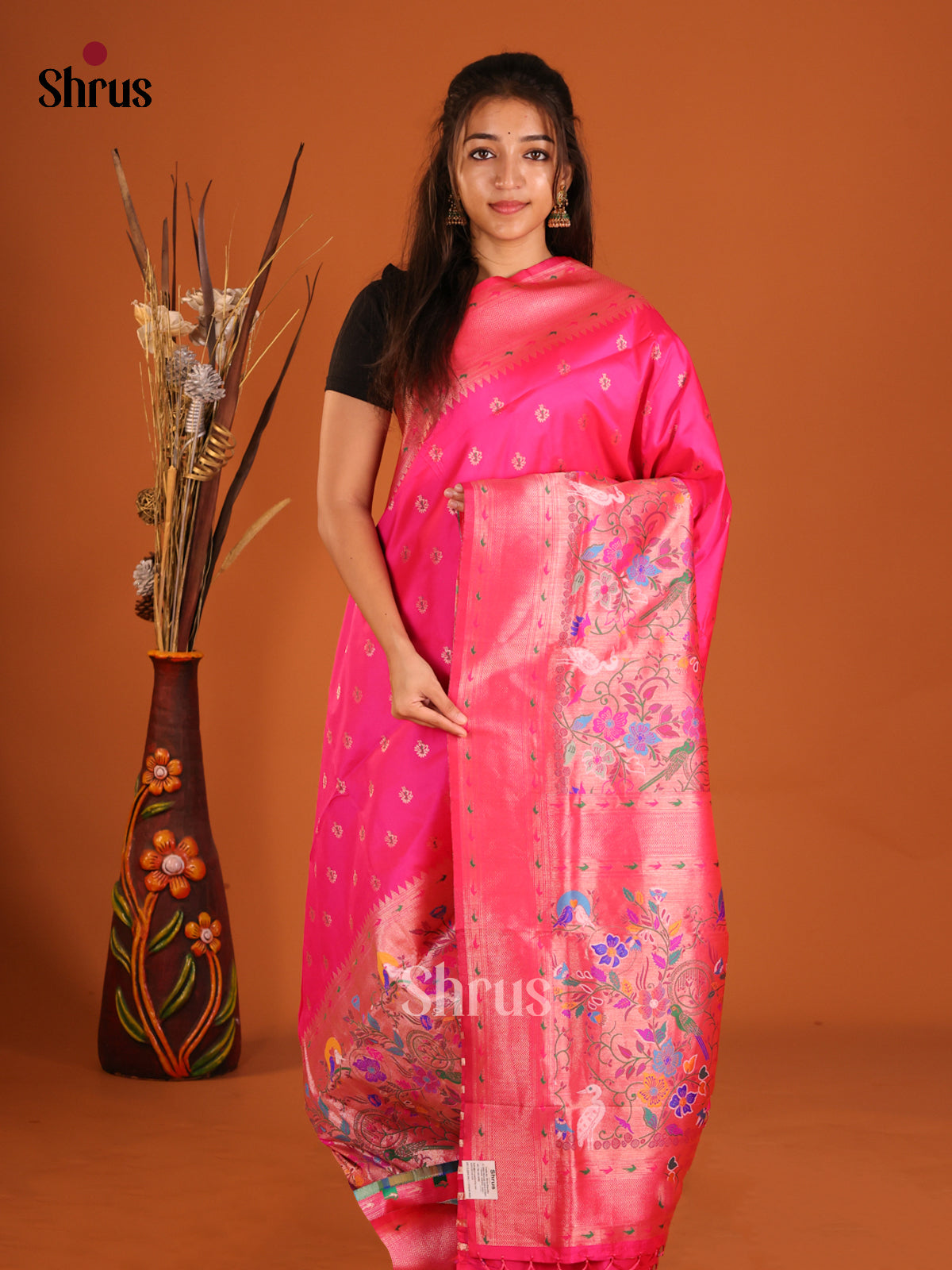 DHS12239 - Semi Paithani Saree - Shop on Shrus.com
