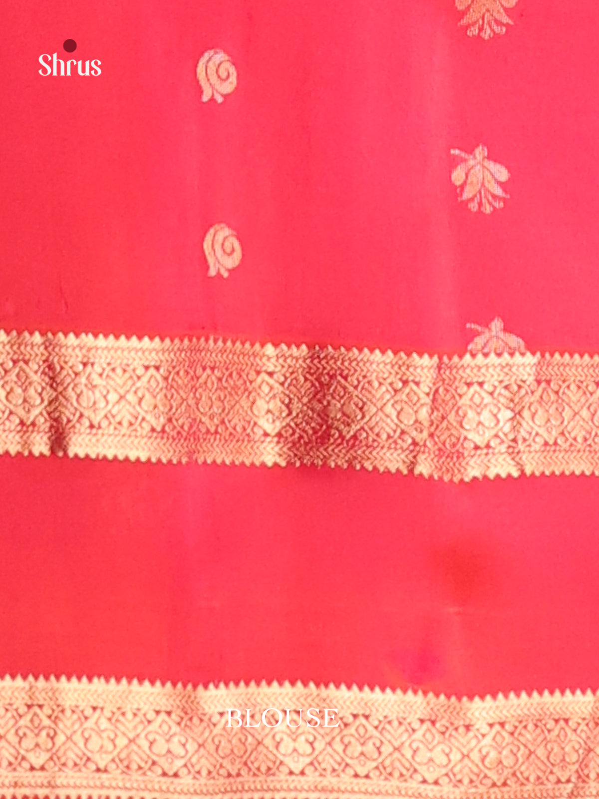 Luxurious Grey Soft Silk Saree with small golden buttas & Orangish Pink rettaipet zari border -2
