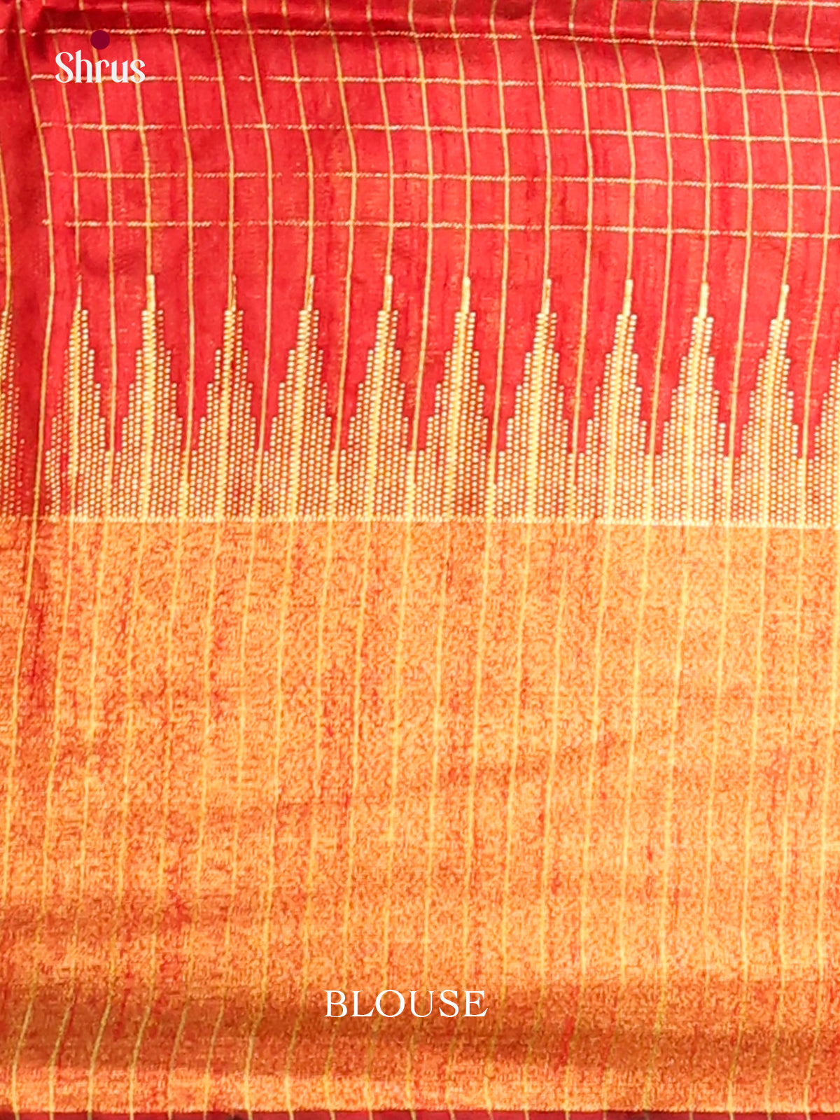 Cream & Red - Semi Rawsilk Saree