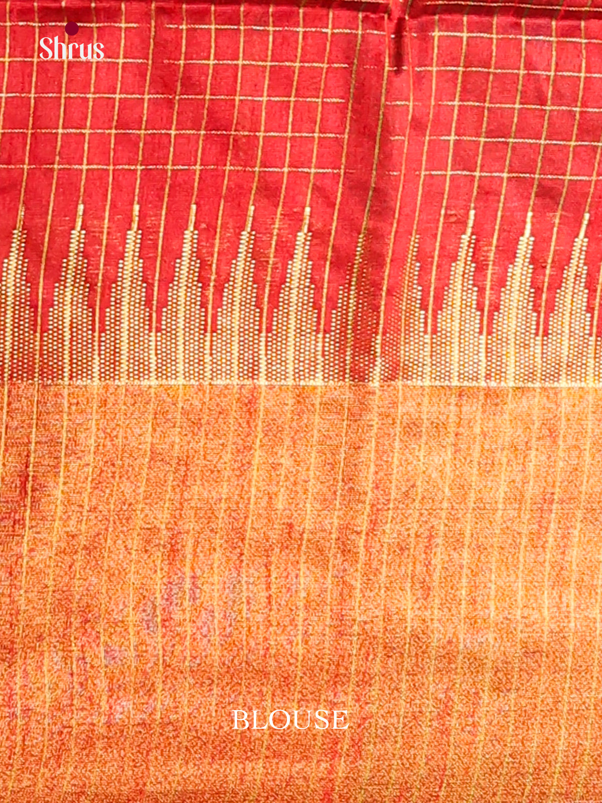 Green & Red - Semi Rawsilk Saree - Shop on Shrus.com