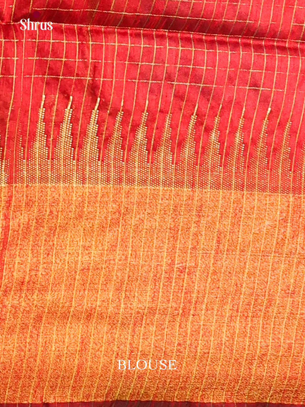 Grey & Red - Semi Rawsilk Saree - Shop on Shrus.com