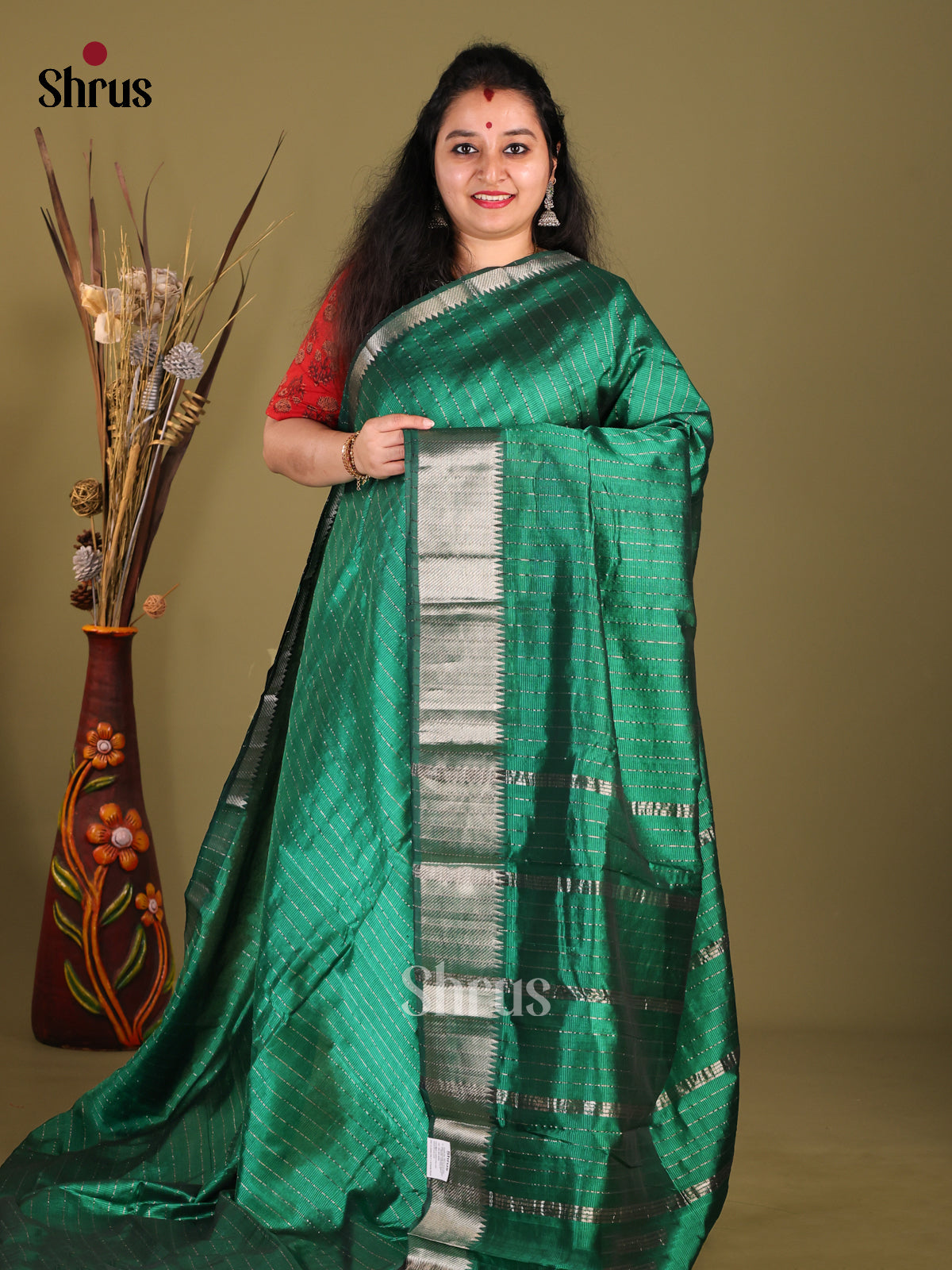 Green(single Tone)- Mangalagiri silkcotton Saree