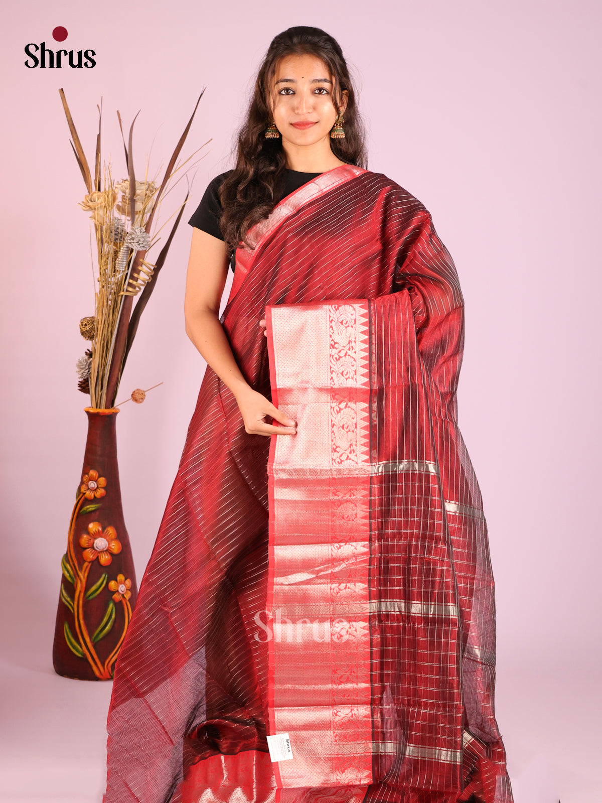Maroon(Single Tone)- Mangalagiri silkcotton Saree