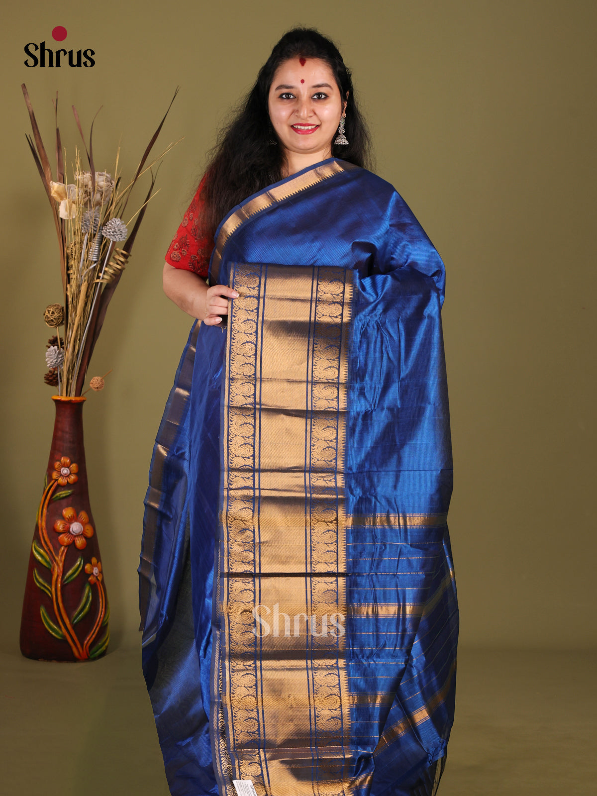 Blue(single Tone) - Mangalagiri silkcotton Saree