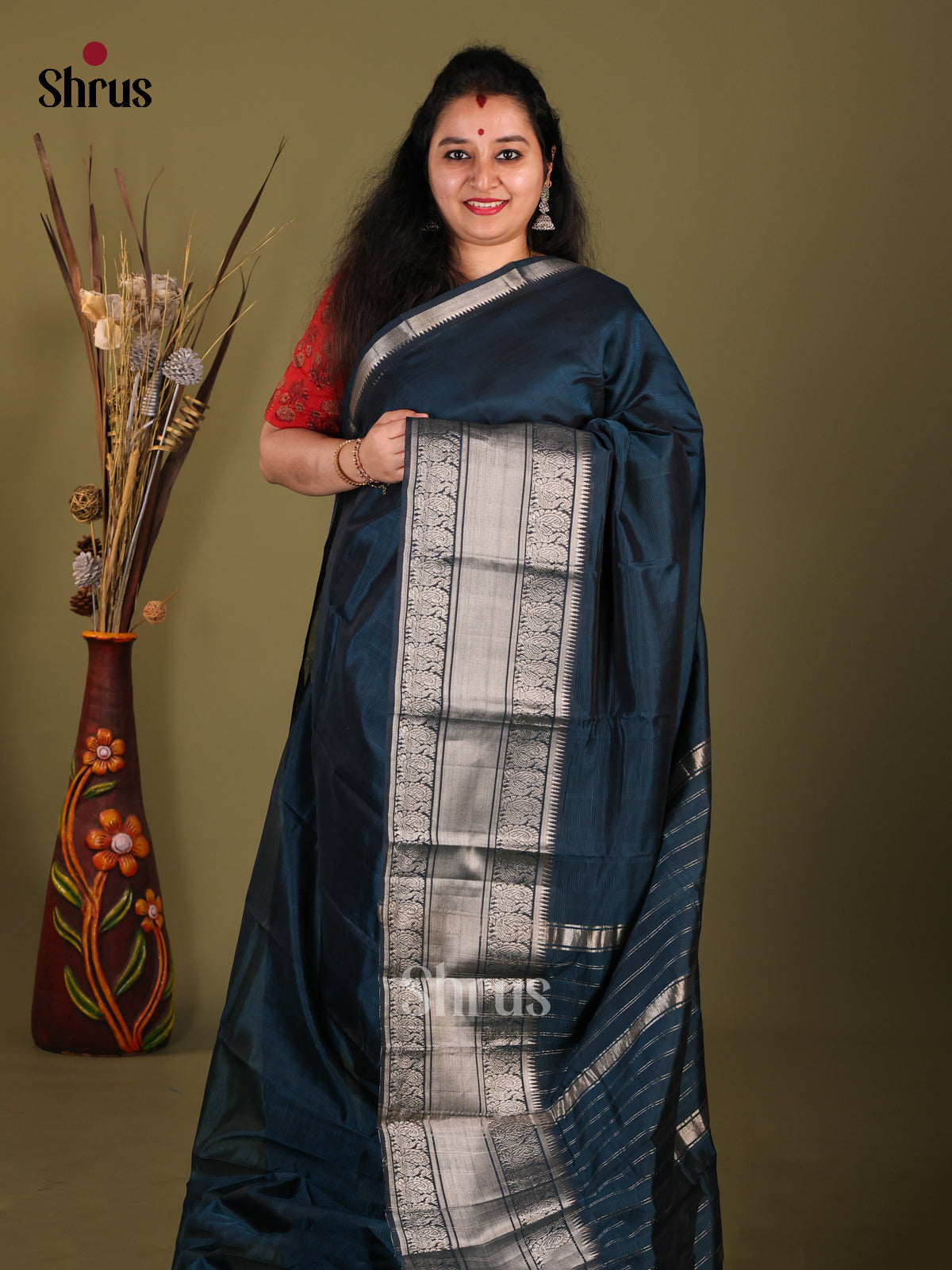 Blue(single Tone)- Mangalagiri silkcotton Saree