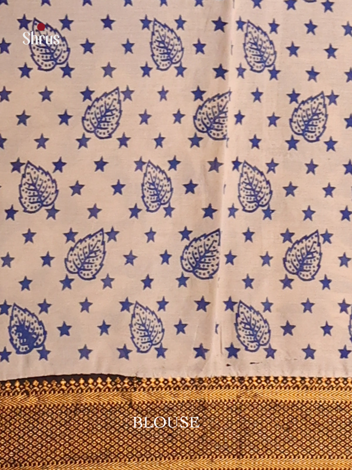 Cream & Blue- chennur-kalamkari Saree