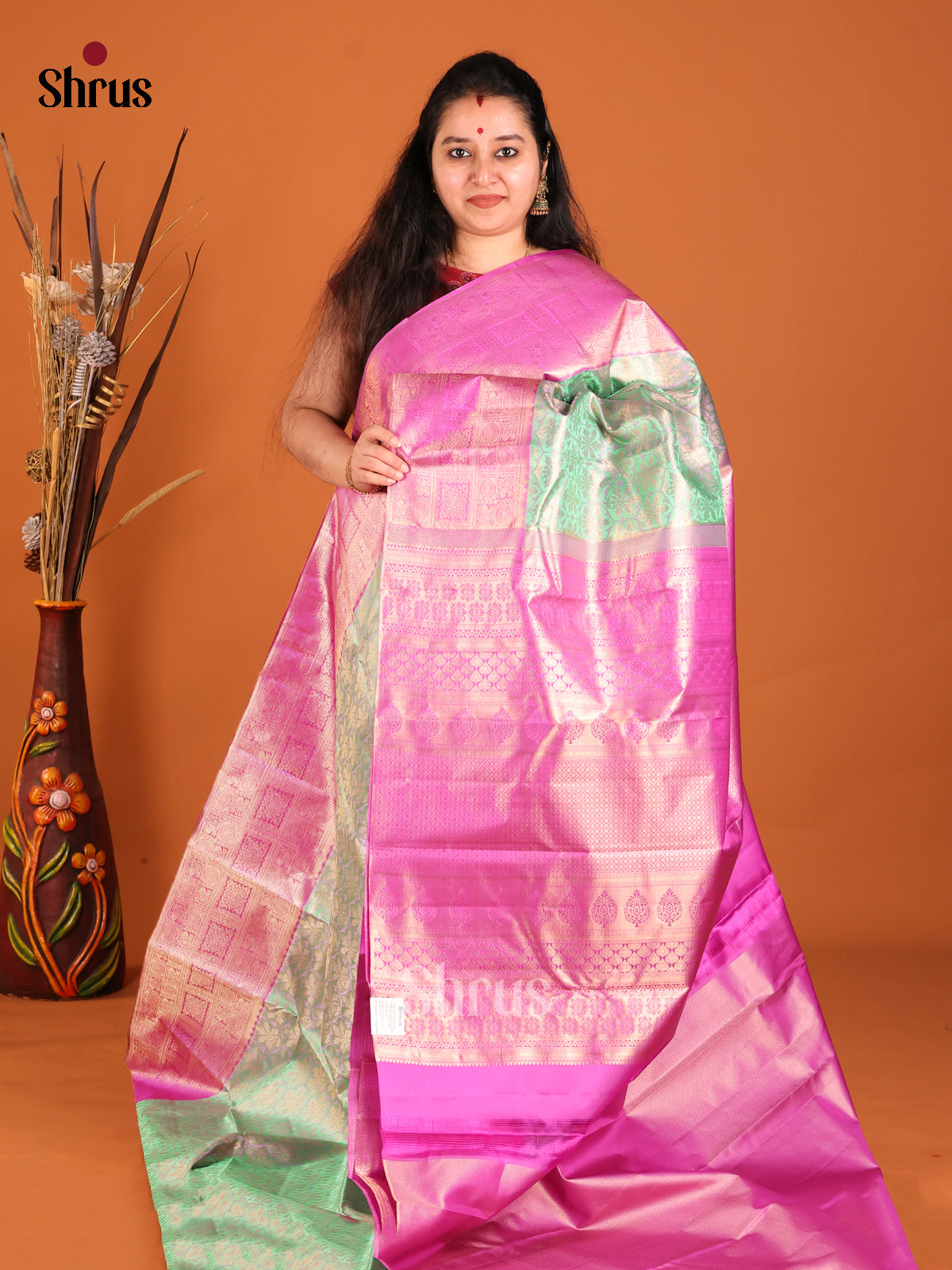 baby pink &Kanchipuram silk saree