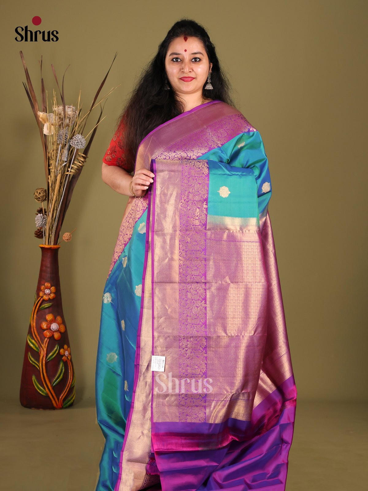 Blue and Purple Kanchipuram halfpure