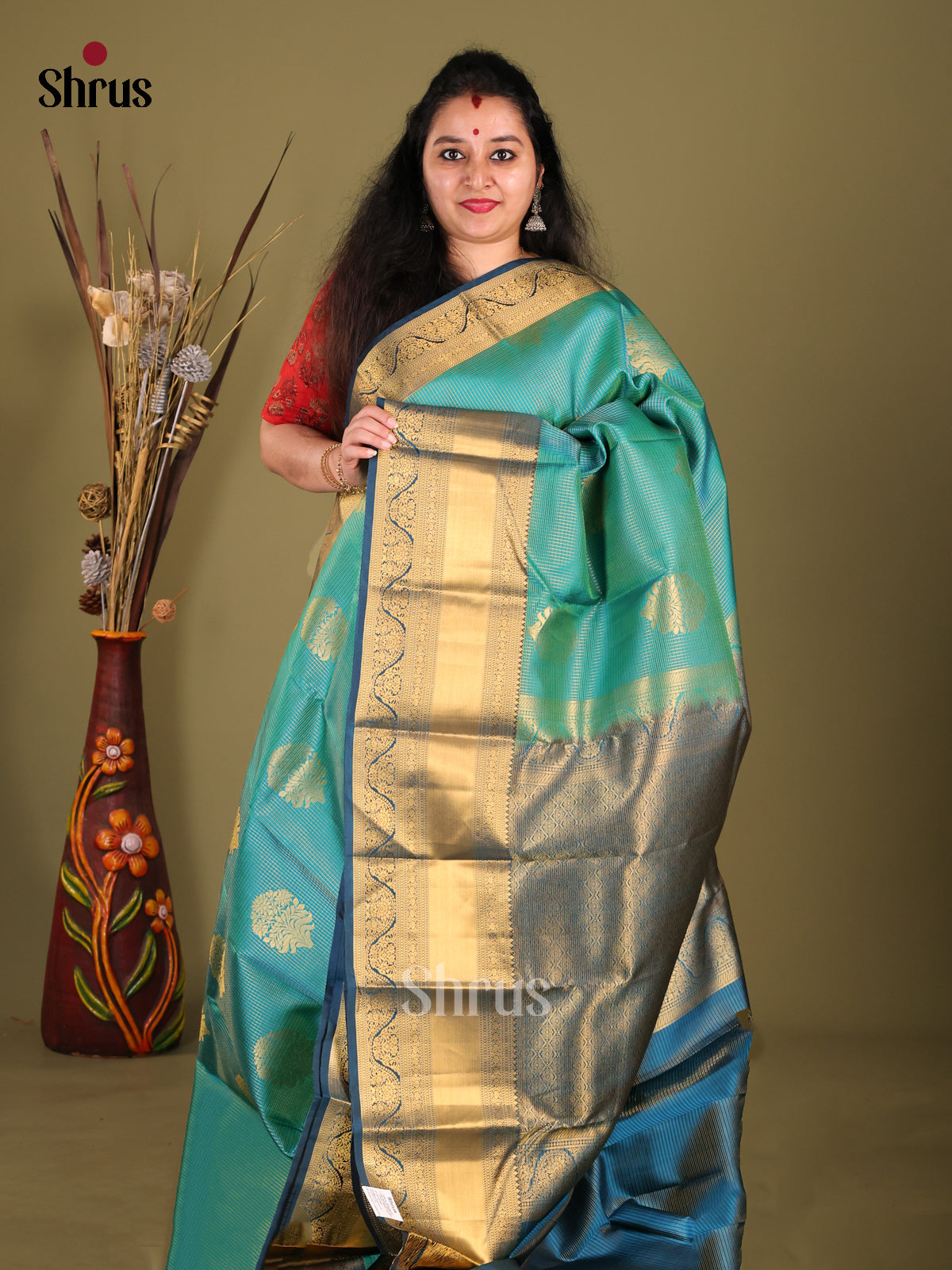 ice blue Kanchipuram-halfpure