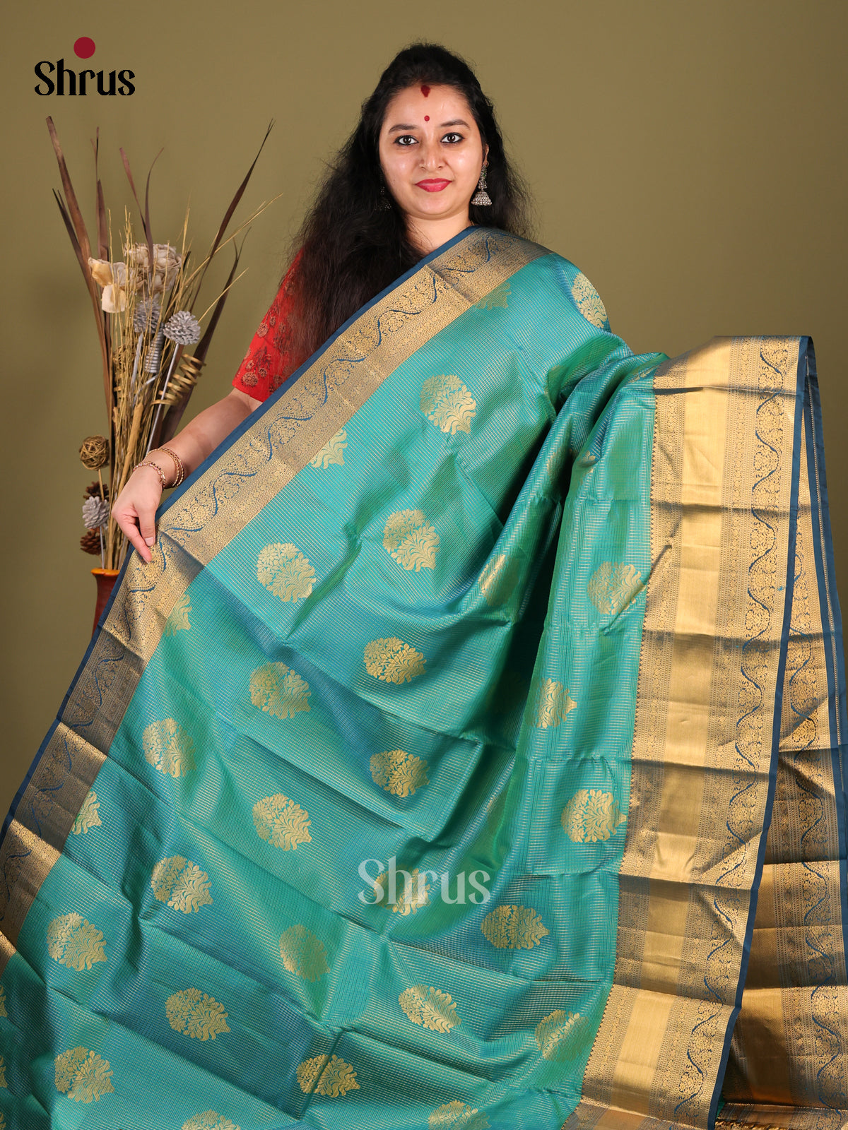 ice blue Kanchipuram-halfpure -1