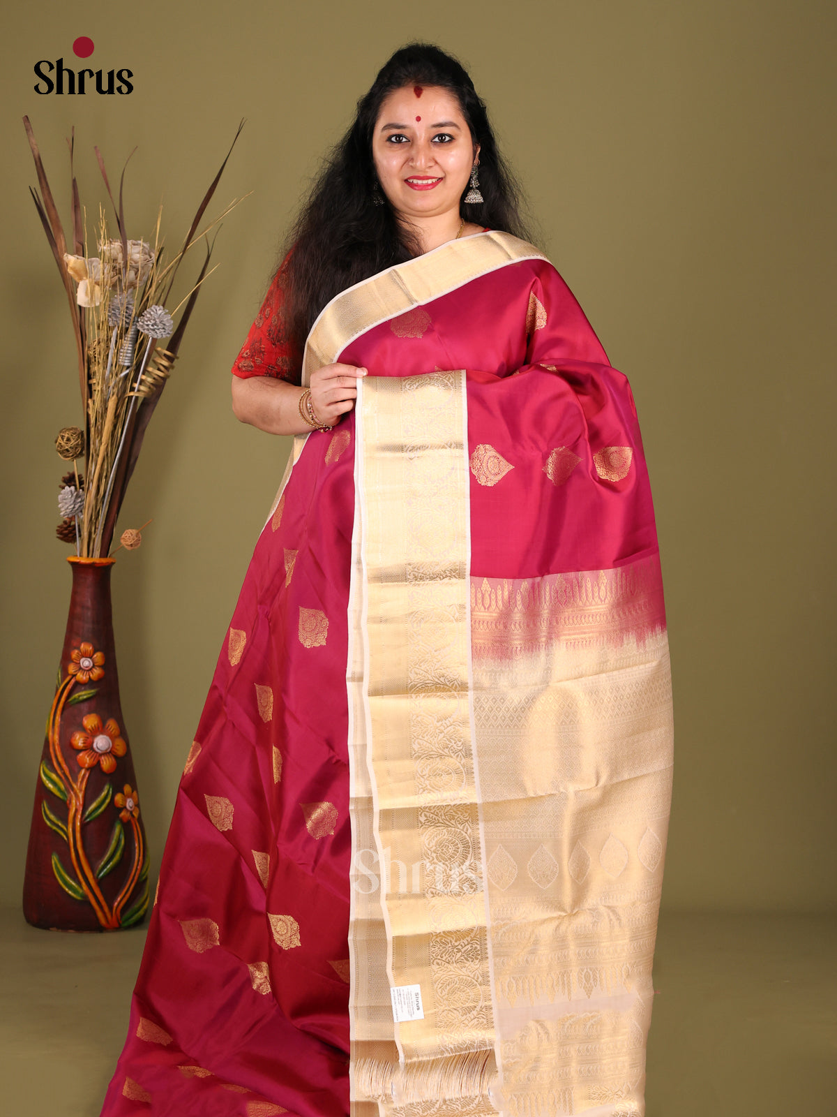 Red and gold Kanchipuram-halfpure