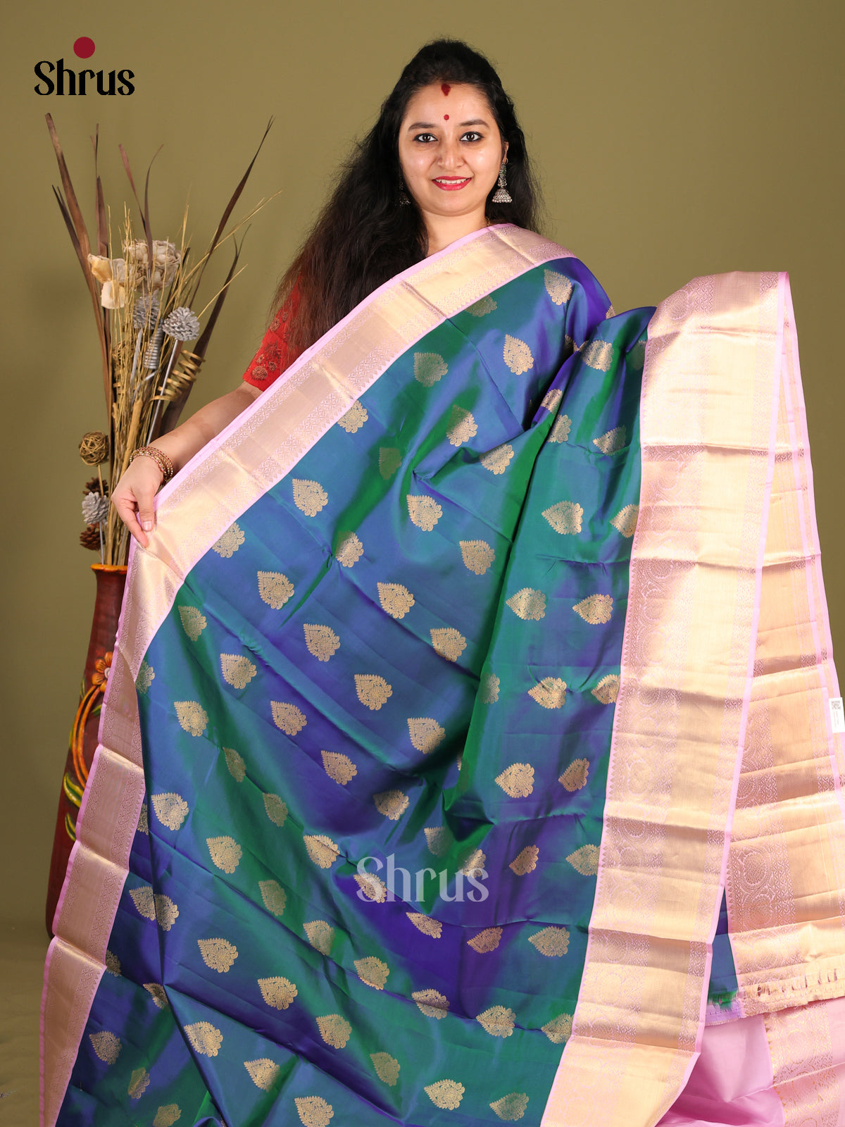 blue baby pin zari Kanchipuram-halfpure -1
