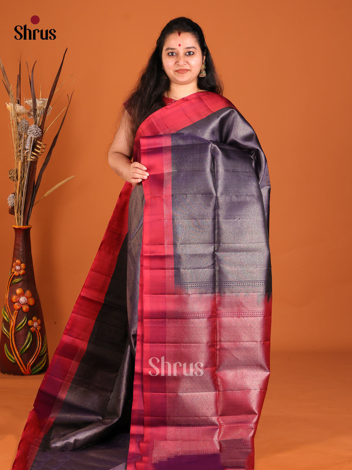 Elegant Purple Soft Silk Saree with Zari Brocade Body & Red Border