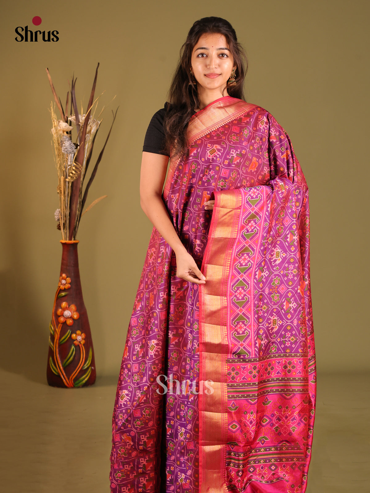 Purple & Pink - Semi Patola Saree