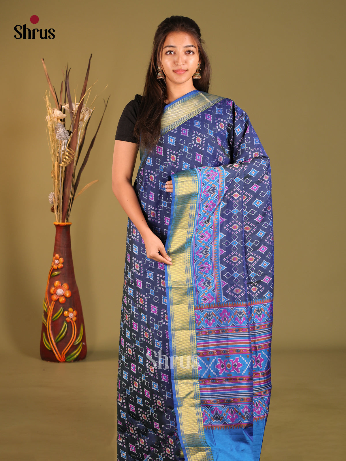 Blue & Teal - Semi Patola Saree