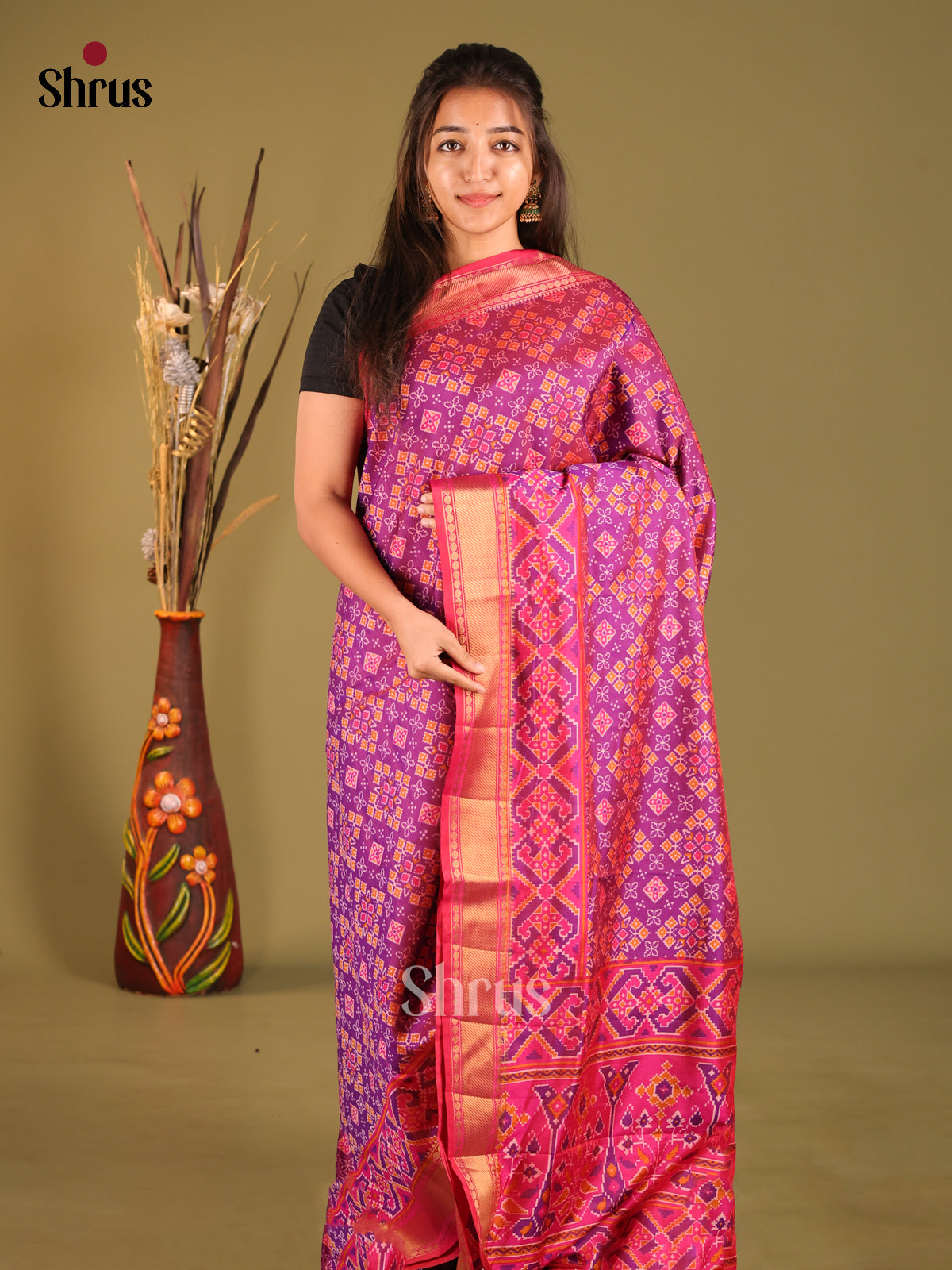 Purple & Pink - Semi Patola Saree