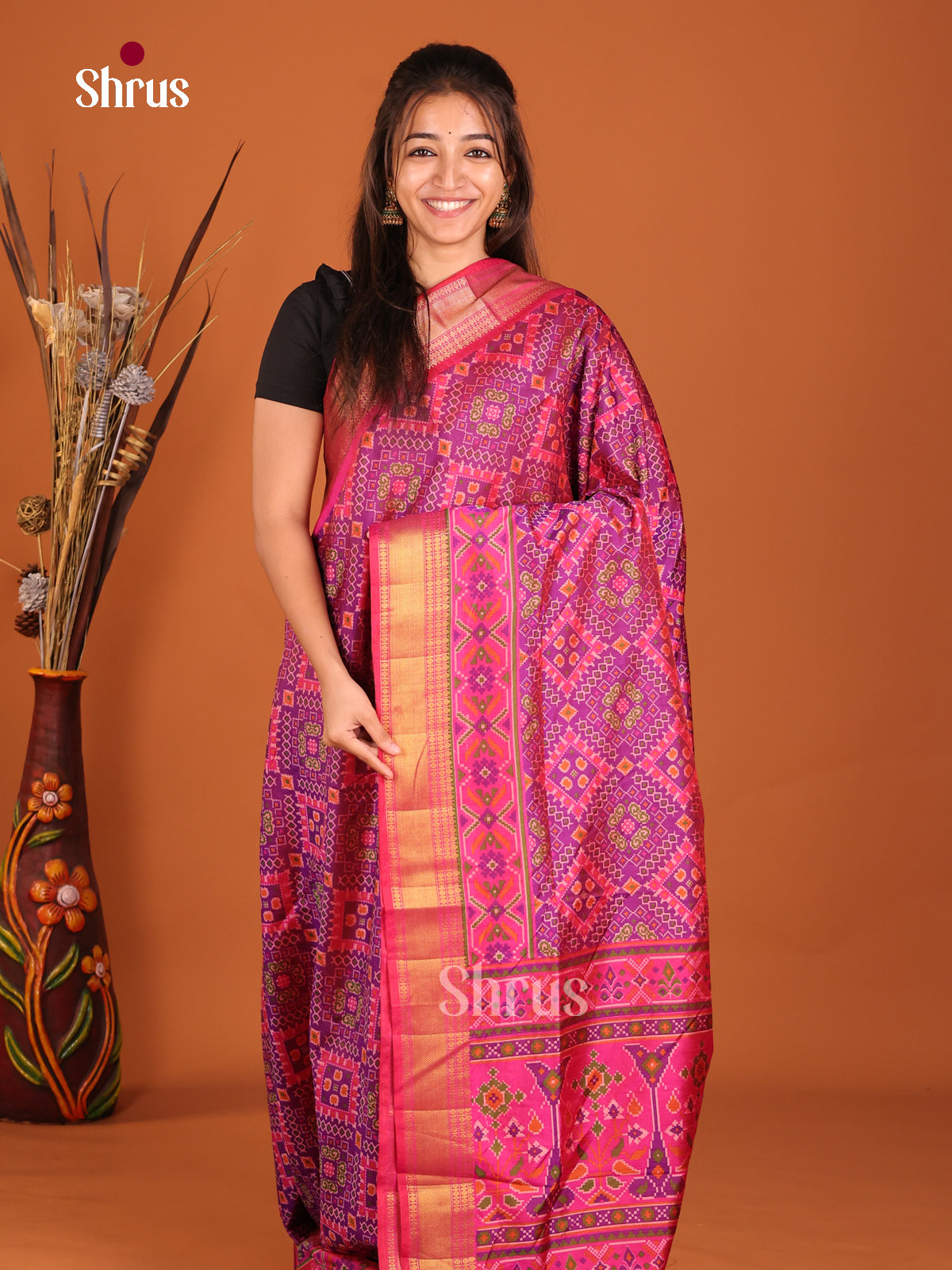 full pink semi patola semi patola saree