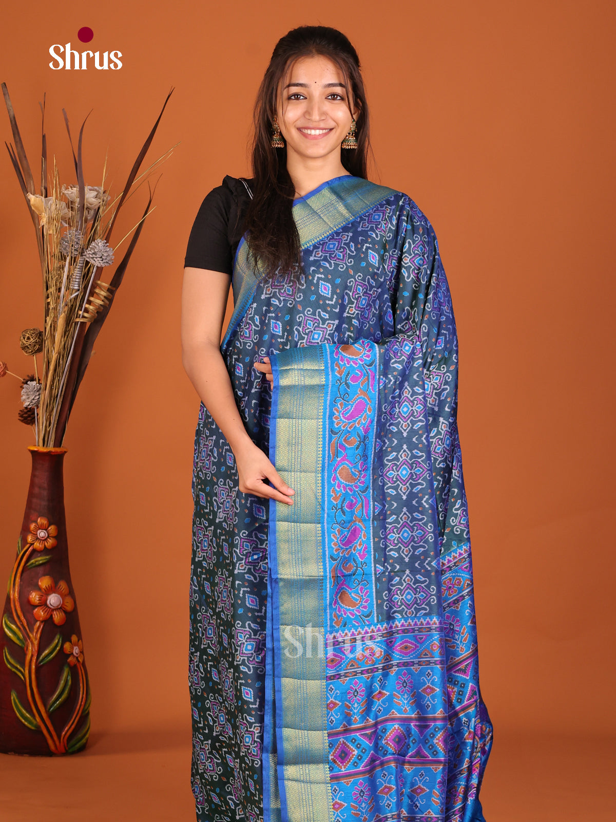 blue Semi Patola Saree