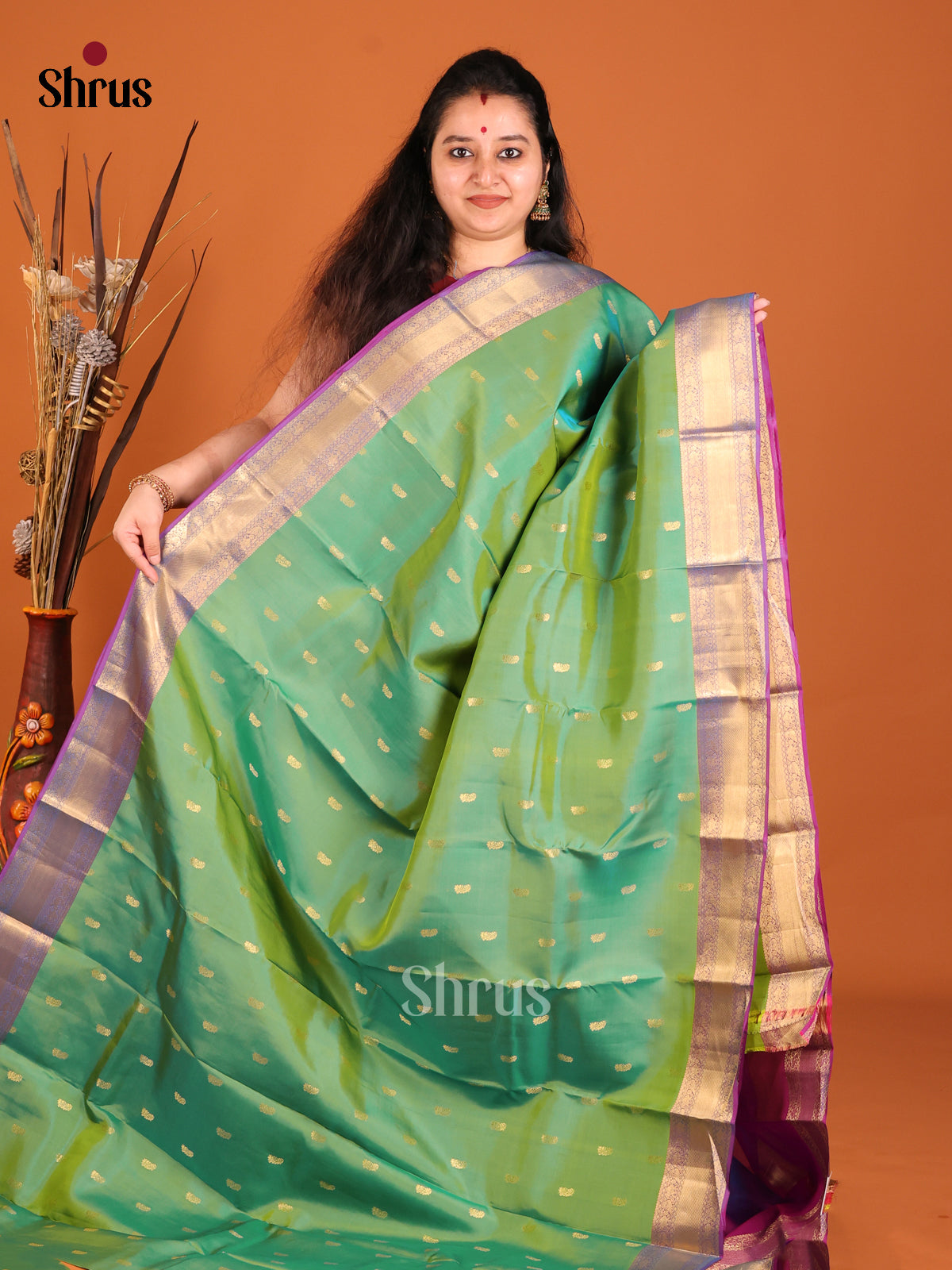 DHS16109 - Kanchipuram-halfpure Saree - Shop on Shrus.com