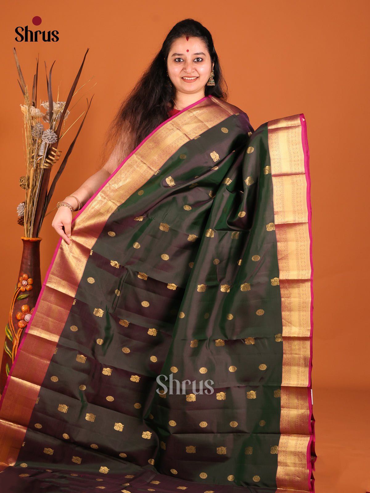DHS16110 - Kanchipuram-halfpure Saree - Shop on Shrus.com