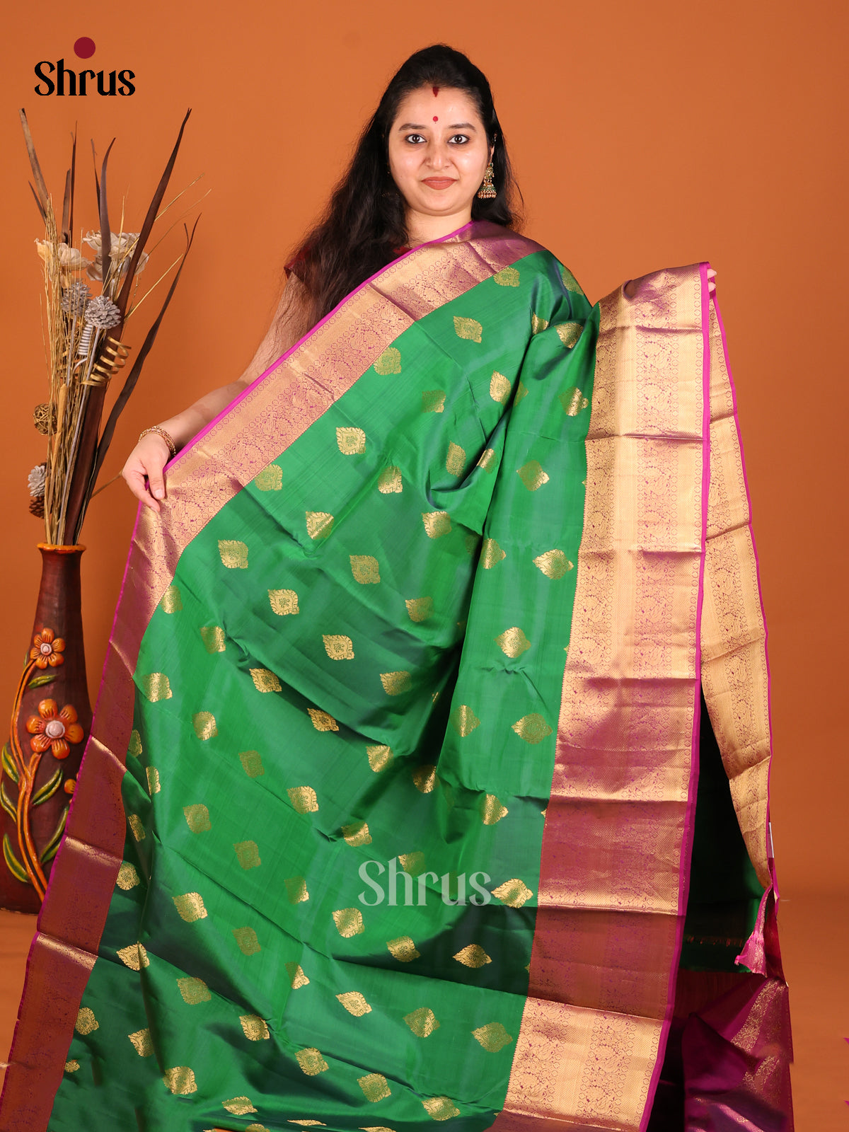Green & Purple- Kanchipuram-halfpure Saree 1