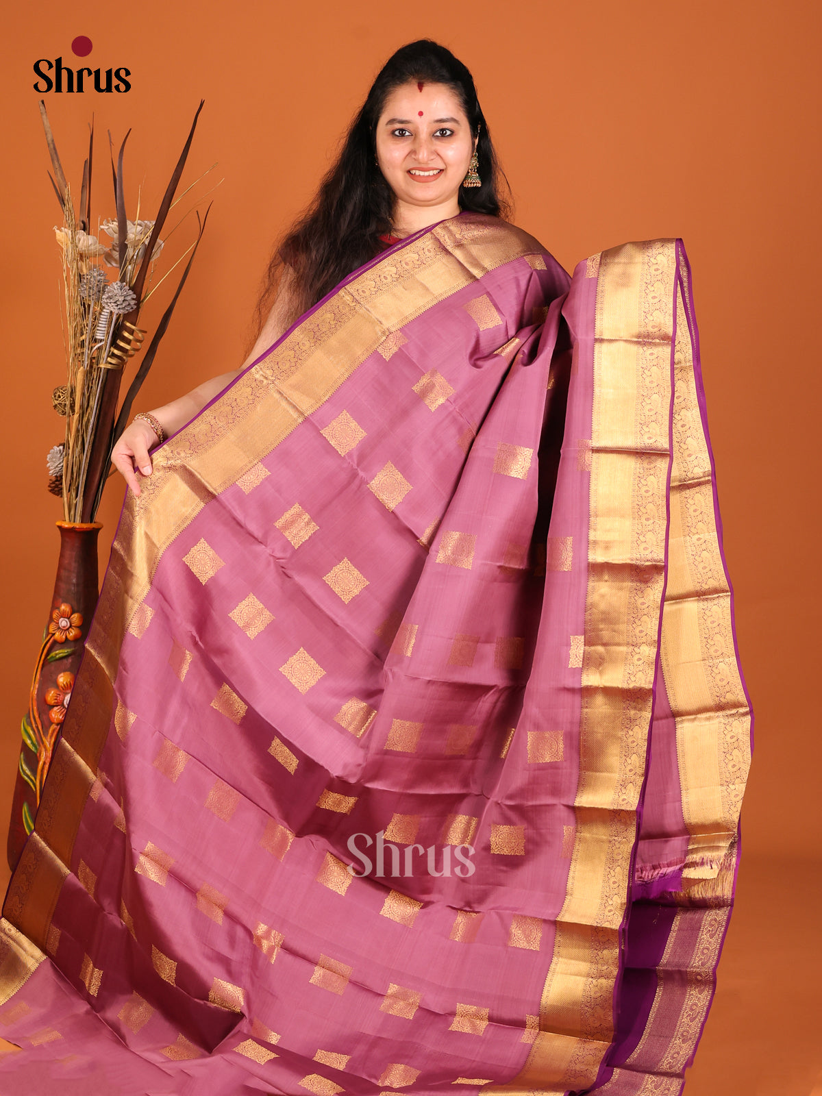 DHS16114 - Kanchipuram-halfpure Saree - Shop on Shrus.com