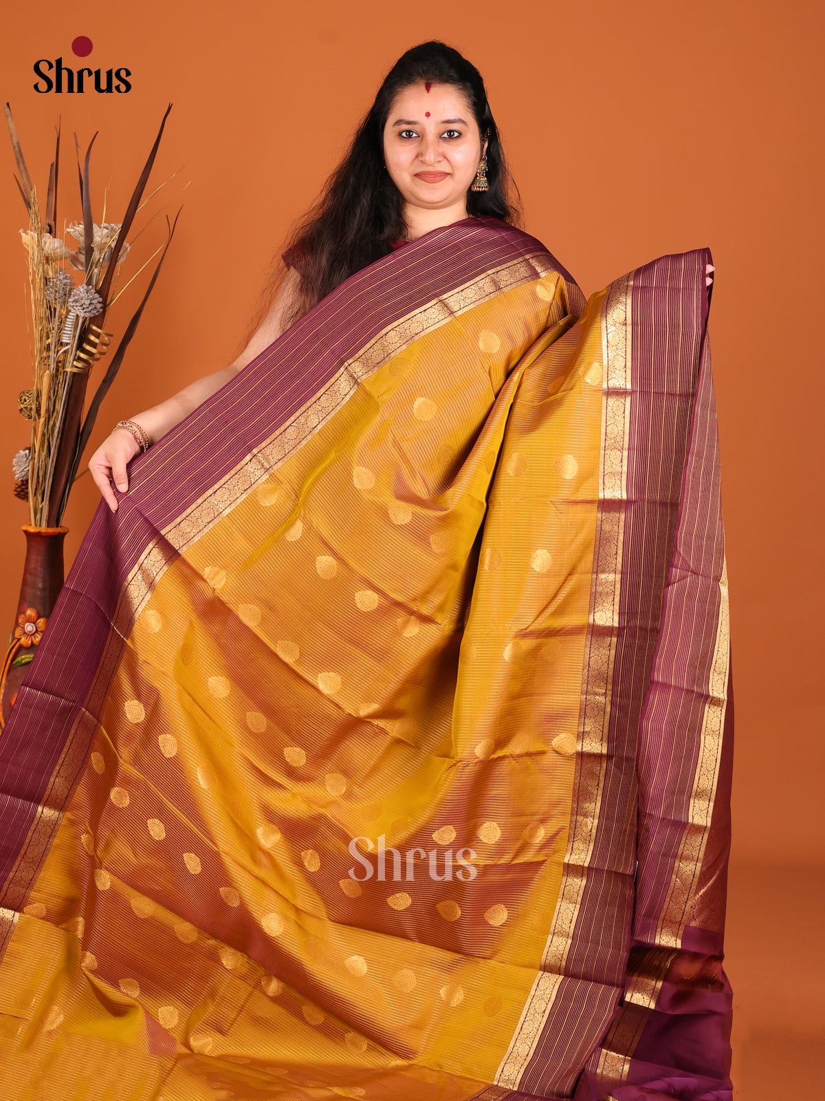 DHS16122 - Kanchipuram-halfpure Saree - Shop on Shrus.com