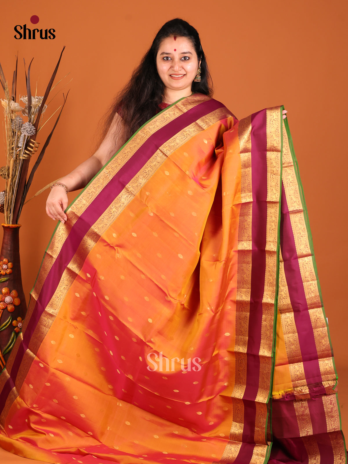 DHS16128 - Kanchipuram-halfpure Saree - Shop on Shrus.com