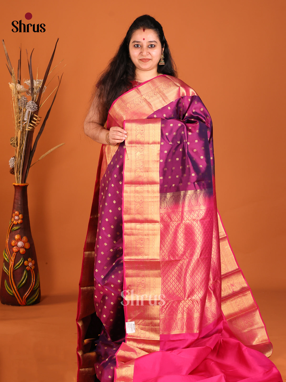 DHS16135 - Kanchipuram-halfpure Saree - Shop on Shrus.com