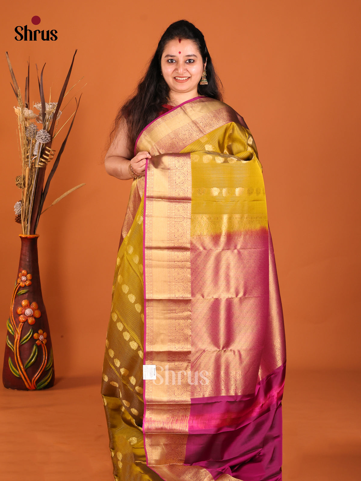 DHS16137 - Kanchipuram-halfpure Saree - Shop on Shrus.com