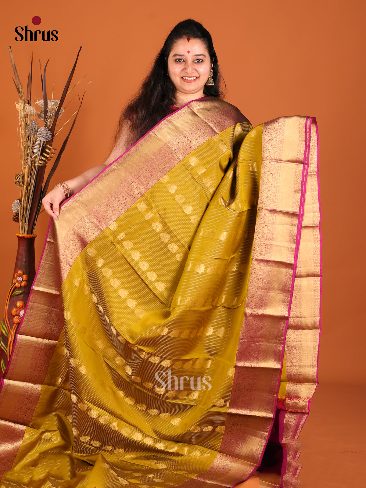 DHS16137 - Kanchipuram-halfpure Saree - Shop on Shrus.com