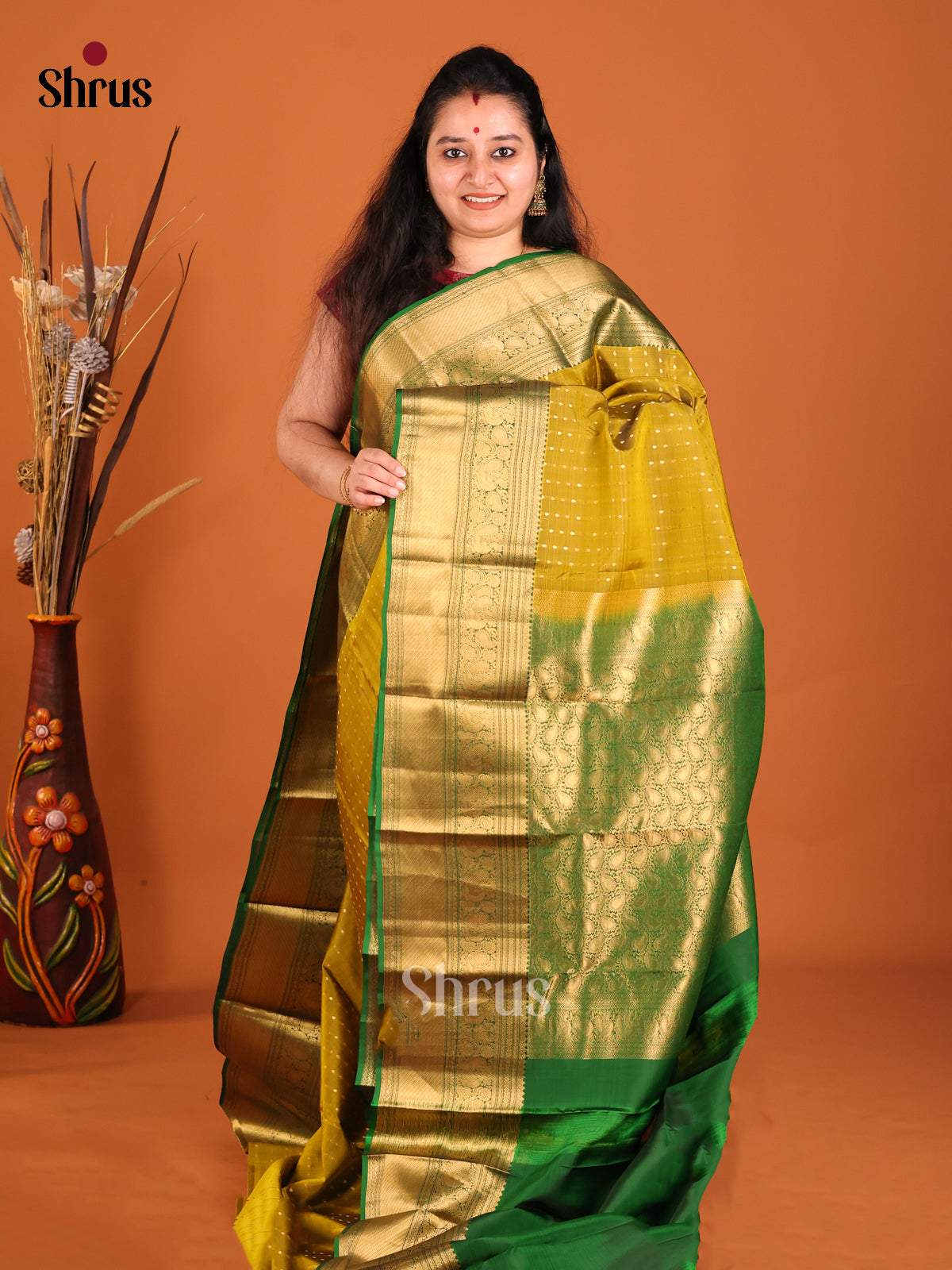 DHS16138 - Kanchipuram-halfpure Saree - Shop on Shrus.com