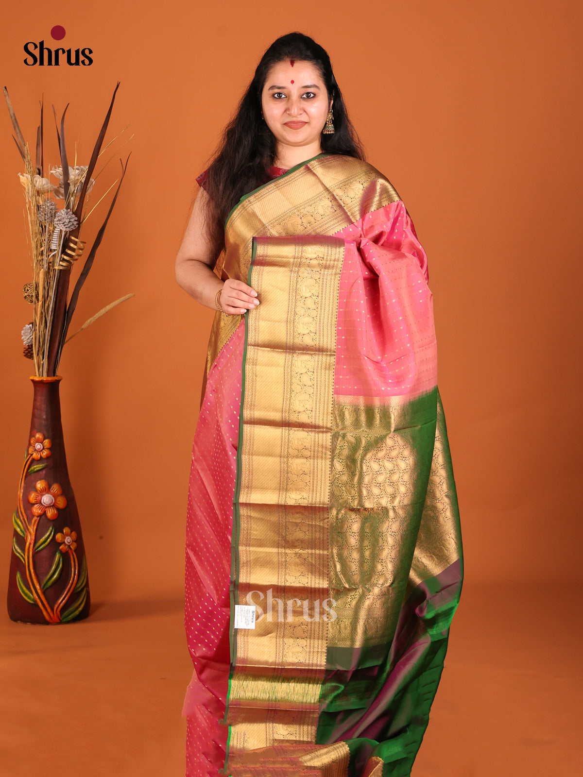 DHS16141 - Kanchipuram-halfpure Saree - Shop on Shrus.com